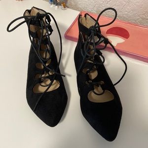 Link gladiator girls pointed toe flats suede